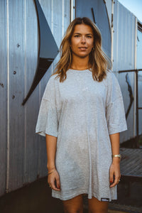 Greyed Dress | Heather Grey | Oversized T-Shirt-Kleid Mädels