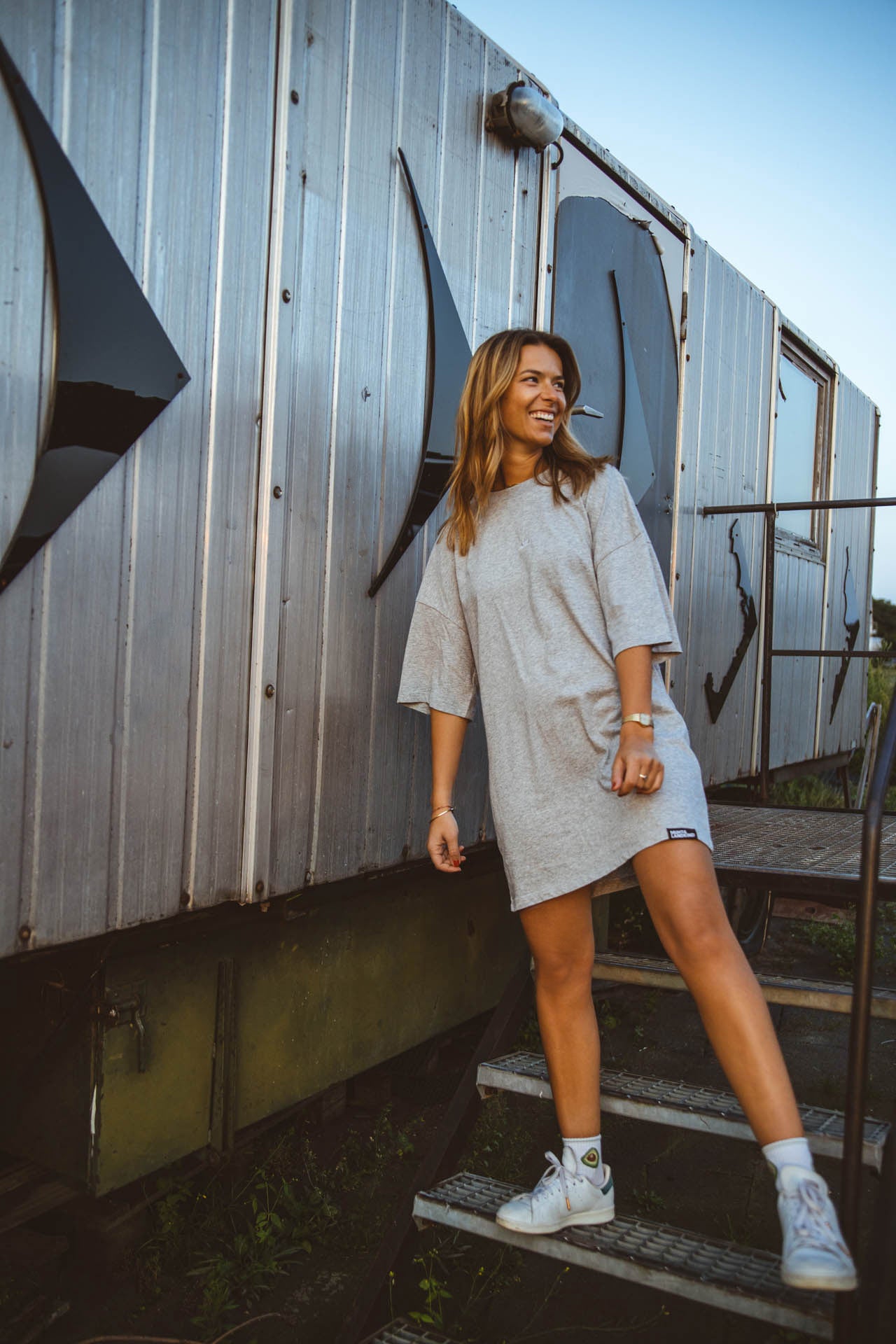 Greyed Dress | Heather Grey | Oversized T-Shirt-Kleid Mädels